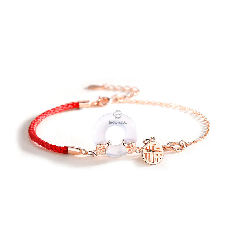 Luck Muse 925 Sterling Silver Chalcedony Harmony Bracelet with Fu Character - Image 7
