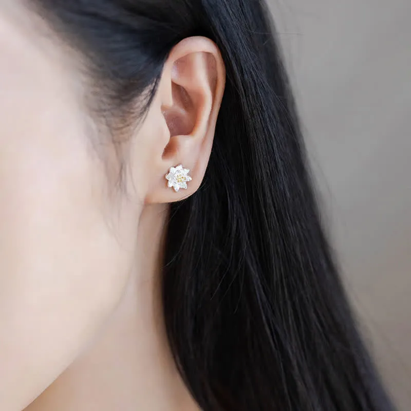 925 Sterling Silver Lotus Flower Balancing Earrings by Luck Muse Shop - Image 5