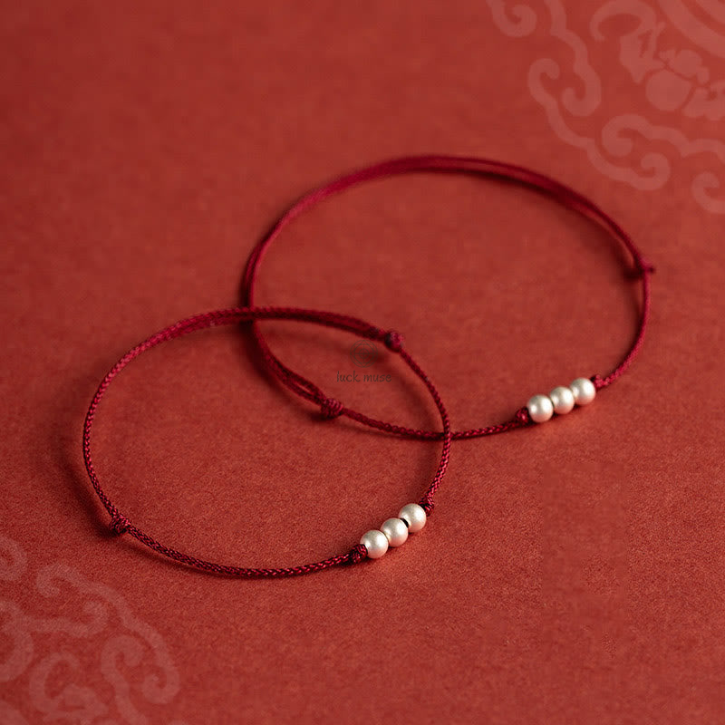 Luck Muse Three Copper Bead Protection String Bracelet Anklet - Image 2