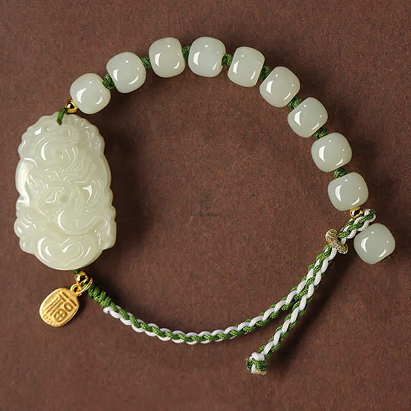 Luck Muse 925 Sterling Silver Chinese Zodiac Hetian Jade Lucky String Bracelet - Image 12