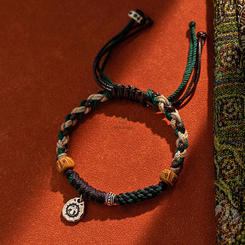 Tibetan Dzi Bead Agate and Yak Bone Wealth Bracelet - Image 3