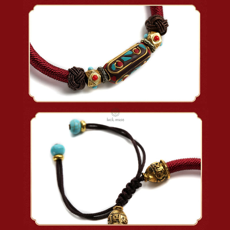 Tibetan Turquoise Om Mani Padme Hum Strength Braided Bracelet by Luck Muse Shop - Image 5