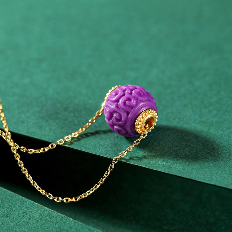 Luck Muse 925 Sterling Silver Gold-Plated Natural Purple Mica Stone Relief Jewelry Set - Image 4