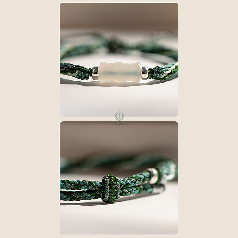 Bamboo Samsara Knot White Jade Bracelet for Wealth, Luck, and Strength - Image 7