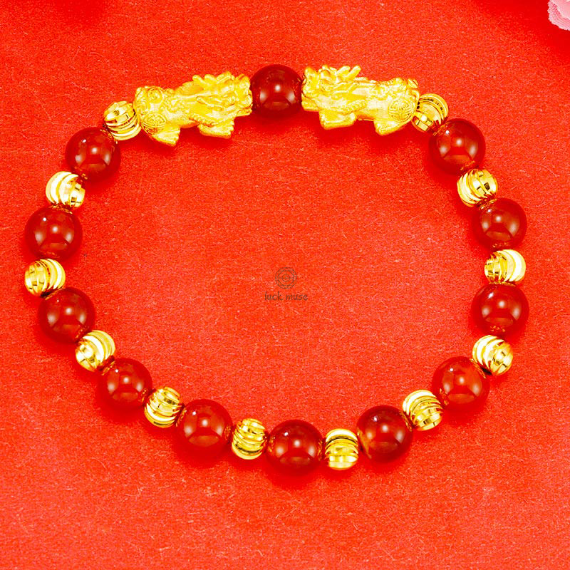 Golden Double Pixiu Wealth Bracelet with Luck Muse Electroplating - Image 3