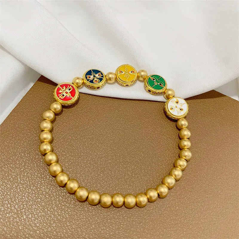 Tibetan Five Wealth Deities Copper Beads Bracelet - Image 3