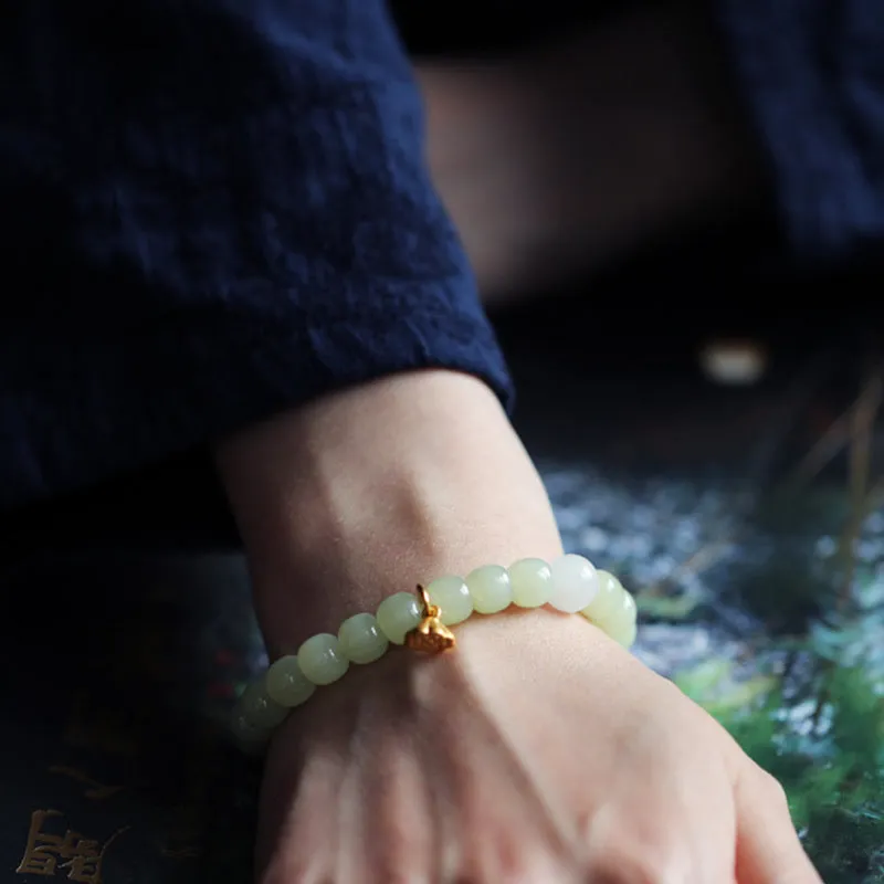 Jade Lotus Abundance Bracelet with Adjustable Fit - Image 4