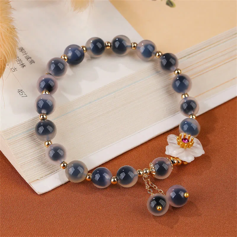 Blue Candy Agate Cherry Blossom Healing Bracelet - Image 5