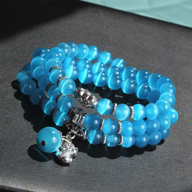 Luck Muse Cat's Eye Pixiu Triple Wrap Bracelet - Energizing Support - Image 29