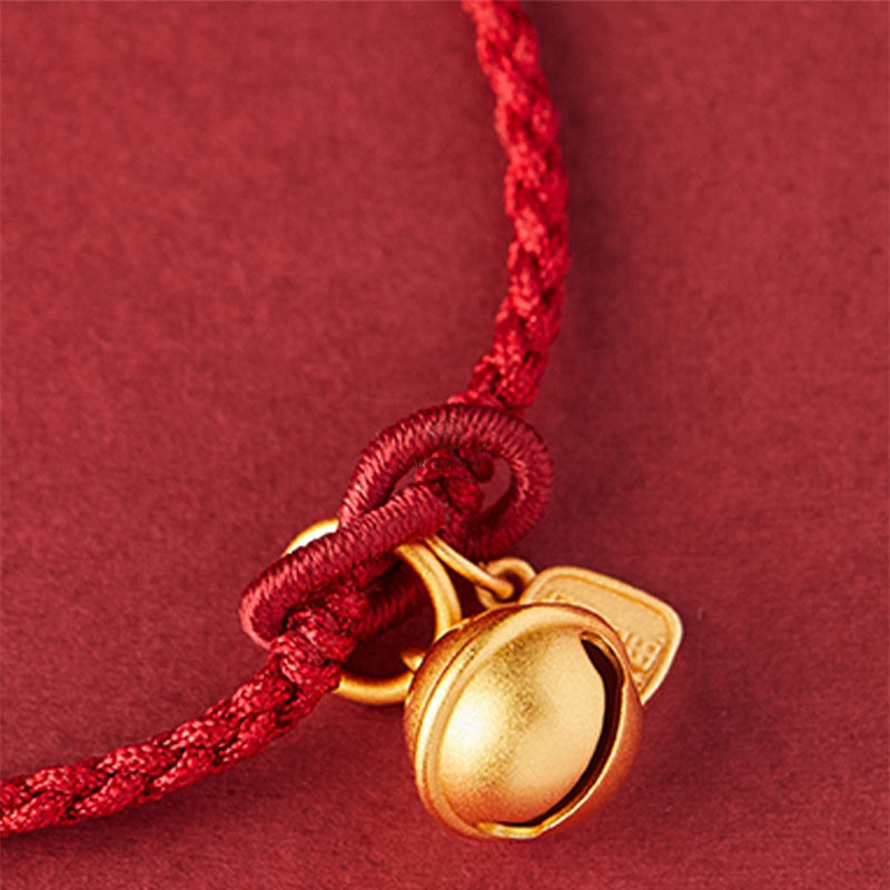 Handmade Lucky Charm Bracelet with Fu Character, Luck Muse, and Red Rope Bell - Image 8