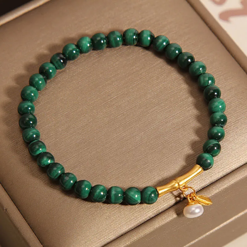 Luck Muse Malachite Pearl Bamboo Anxiety Relief Bracelet - Image 5