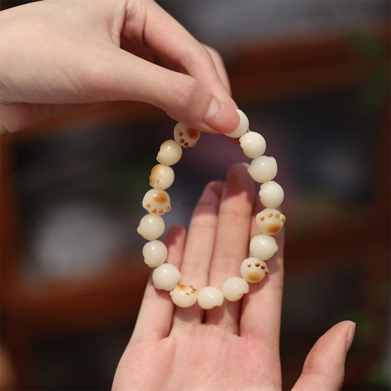 Cute Cat Paw Bodhi Seed Peace Bracelet with Luck Muse Accents - Image 14