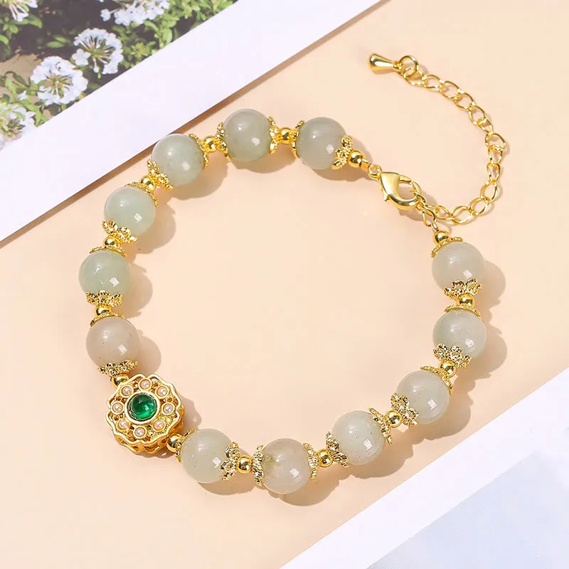 Natural Jade Prosperity Bead Chain Bracelet with Luck Muse - Image 3