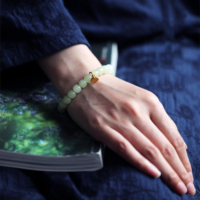Jade Lotus Abundance Bracelet with Adjustable Fit - Image 7