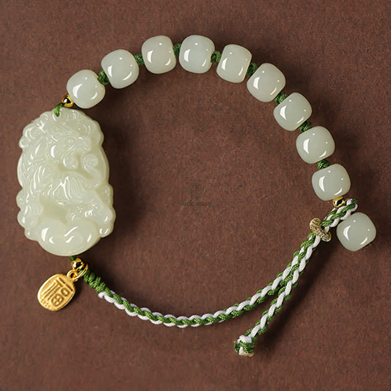 Luck Muse 925 Sterling Silver Chinese Zodiac Hetian Jade Lucky String Bracelet - Image 11
