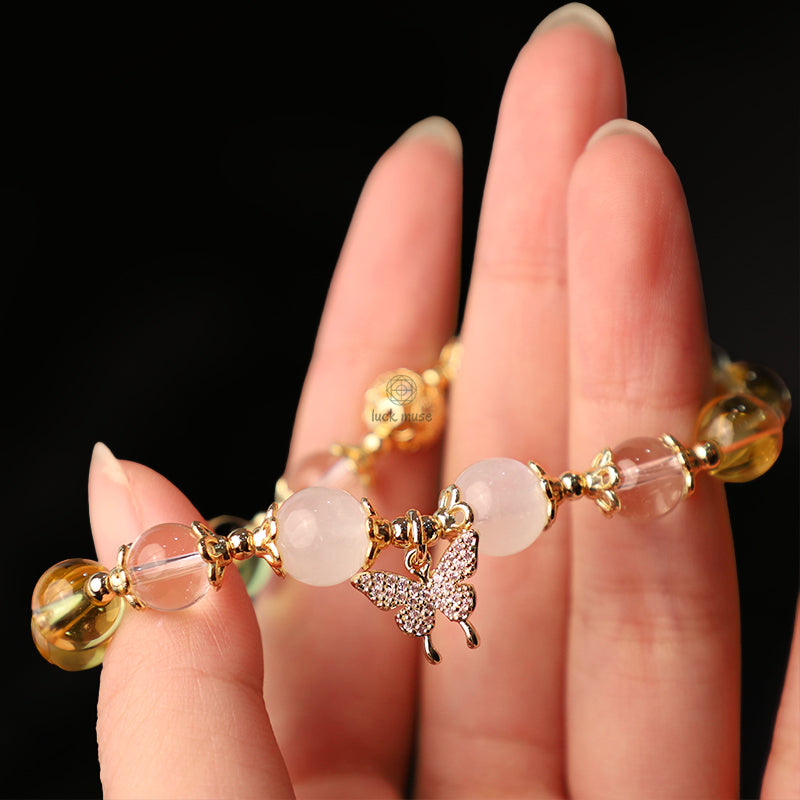 Luck Muse Citrine Moonstone Butterfly Charm Bracelet for Prosperity and Protection - Image 7