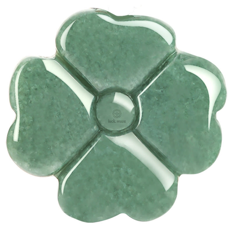 Luck Muse Four Leaf Clover Jade Prosperity Necklace - Image 12
