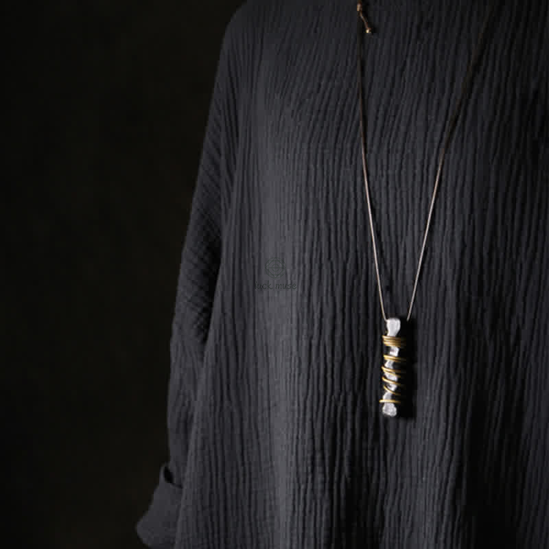 Tibet Ebony Wood Copper Balance Peace Necklace Pendant with Luck Muse - Image 12