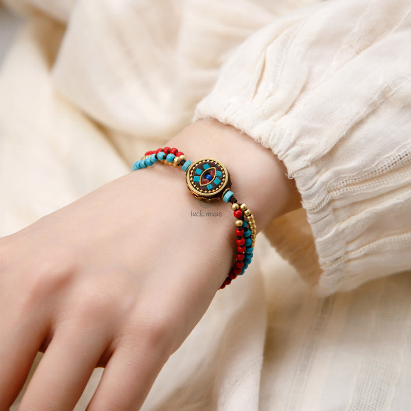 Tibetan Turquoise Buddha Bracelet for Protection and Strength