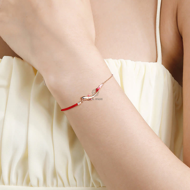 Braided Red String Bracelet with 925 Sterling Silver Luck Koi Fish and Lotus Star Embellishments - Image 5