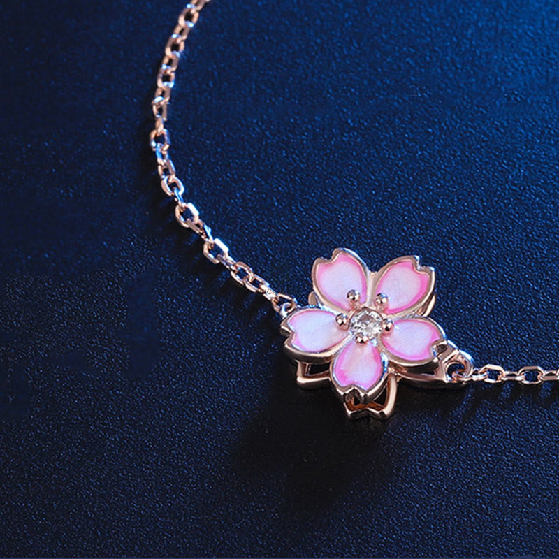 Luck Muse 925 Sterling Silver Cherry Blossom Blessing Bracelet with Rotating Ring - Image 8