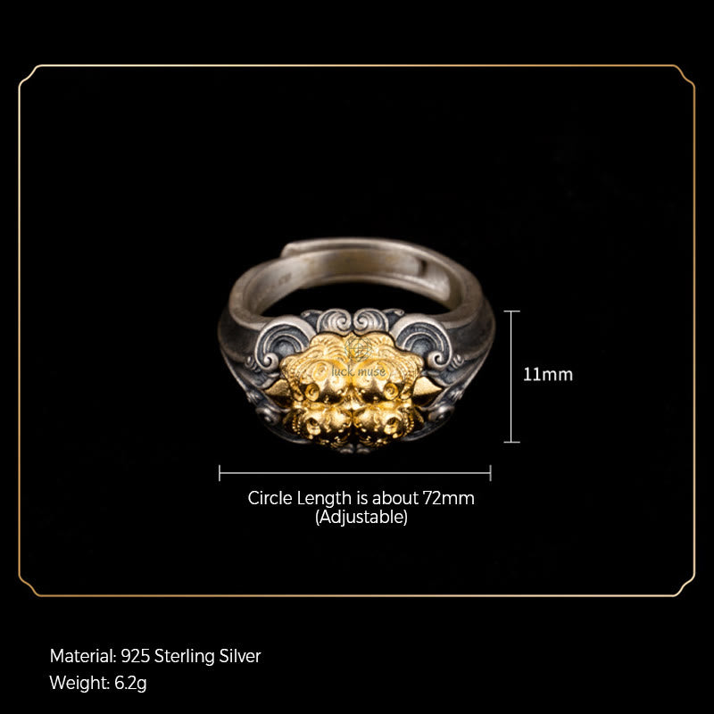 Luck Muse 925 Sterling Silver Tibetan Skull Adjustable Protection Ring - Image 8