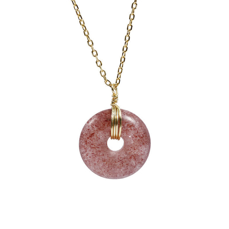 Luck Muse 925 Sterling Silver Strawberry Quartz Healing Necklace - Image 9