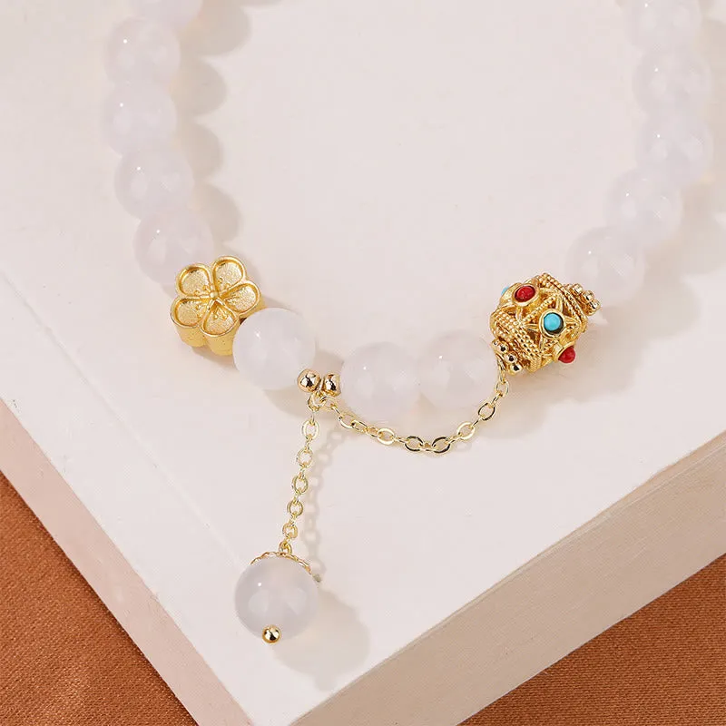 Luck Muse Self-Acceptance Bracelet with Natural Red Agate, White Agate, and Peach Blossom Pattern - Image 8