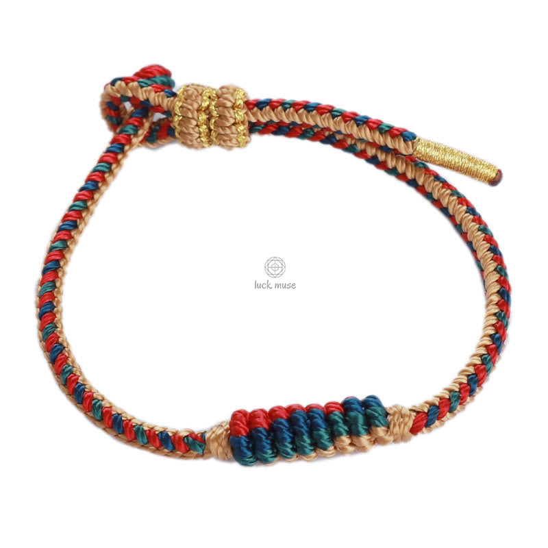Tibetan Handmade Eight Thread Peace Knot Prayer Wheel Bracelet - Image 8