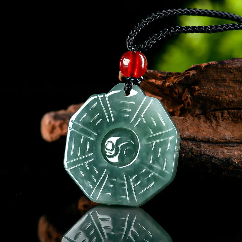 Luck Muse Natural Jade Feng Shui Bagua Yin Yang Necklace for Prosperity - Image 2