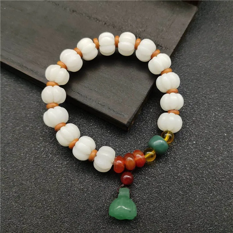 Luck Muse Natural White Jade Agate Bodhi Harmony Bracelet - Image 3
