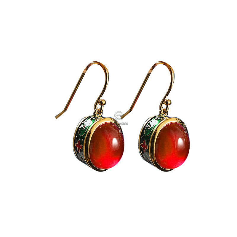 Luck Muse Red Corundum Round Drop Earrings for Confidence - Image 10