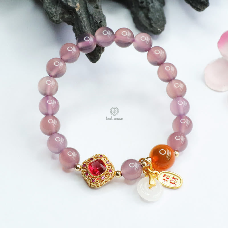 Natural Purple Chalcedony and Agate Harmony Charm Bracelet - Image 7