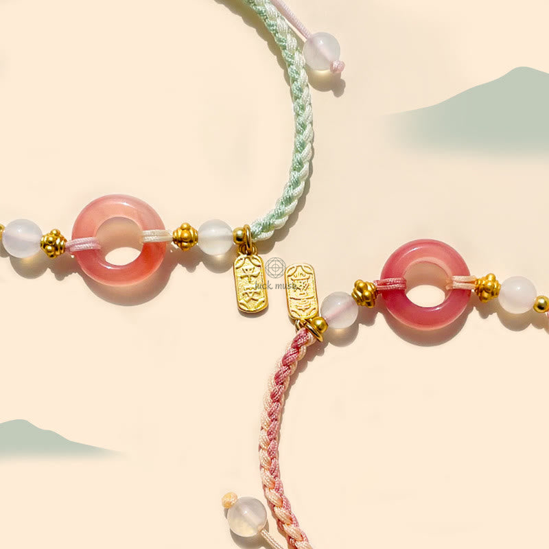 Luck Muse Peace and Joy Agate Bracelet with Auspicious Handmade Braided Buckle - Image 3