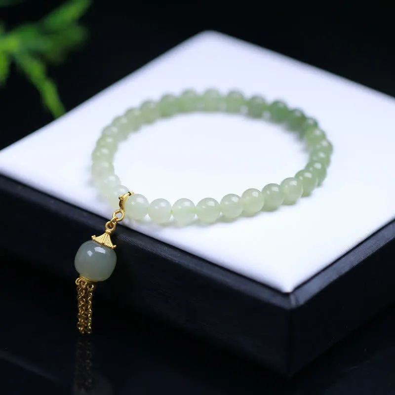 Luck Muse 925 Sterling Silver Hetian Jade Wealth Charm Bracelet - Image 2
