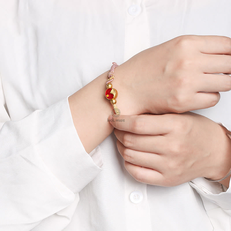 Luck Muse Handmade Luck Sea and Mountain Engraved Couple Bracelet with Two-Color String - Image 6