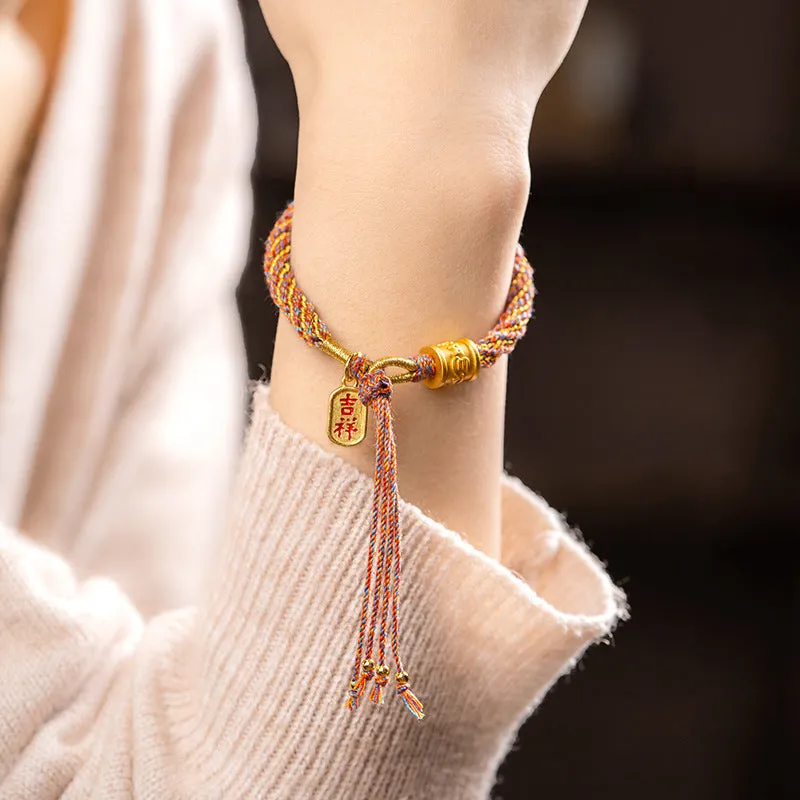 Multicolored Handmade Tibetan Om Mani Padme Hum Ruyi Charm Bracelet with Luck Muse - Image 4