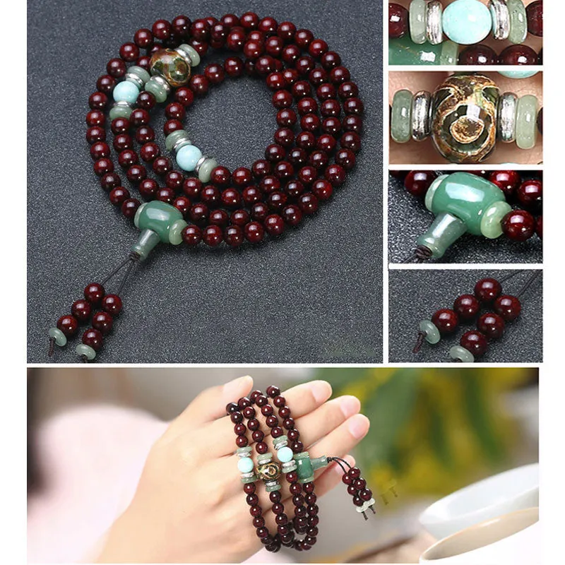 Luck Muse 108 Beads Green Aventurine Amazonite Luck Healing Bracelet Necklace Mala - Image 4
