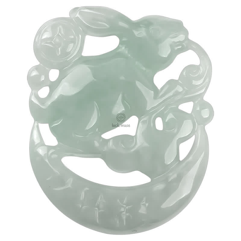 White Jade Crescent Moon Rabbit Year Protection Necklace by Luck Muse Shop - Image 8