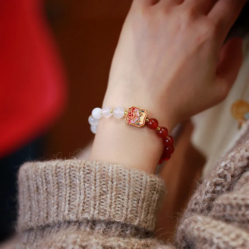 Red Agate and White Agate Healing Bracelet for Strength - Image 2