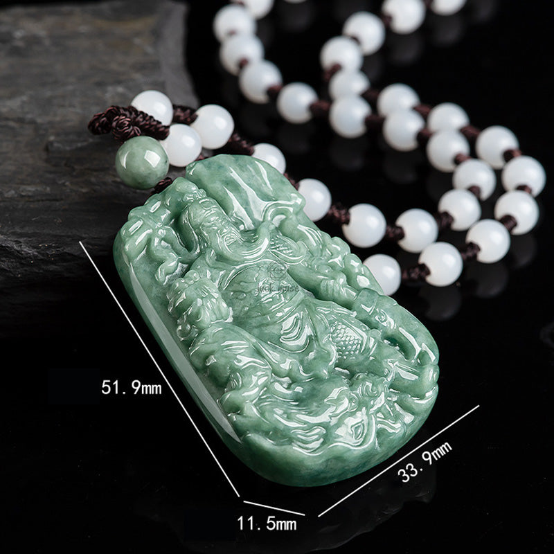 Natural Jade Lord Guan Amulet Wealth Necklace Pendant from Luck Muse Shop - Image 10