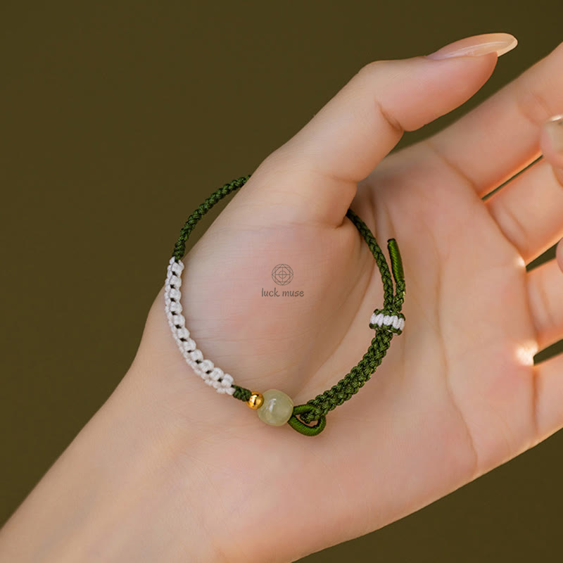 Braided Rope Bracelet with Hetian Jade Bead and 925 Sterling Silver Luck Muse for Luck - Image 7