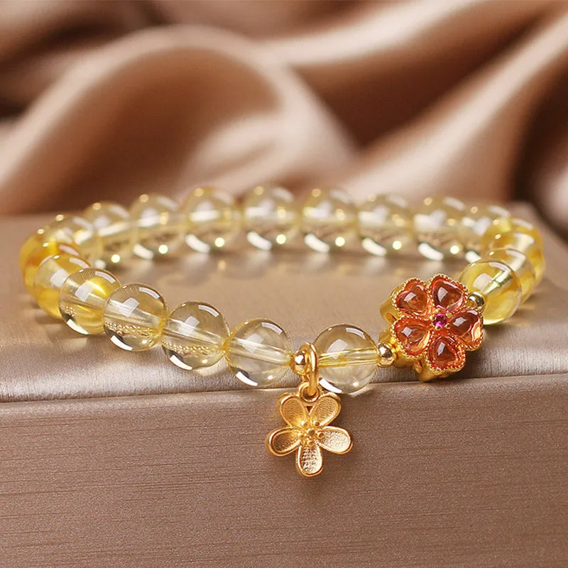 Natural Citrine Flower Charm Bracelet for Prosperity and Protection - Image 4