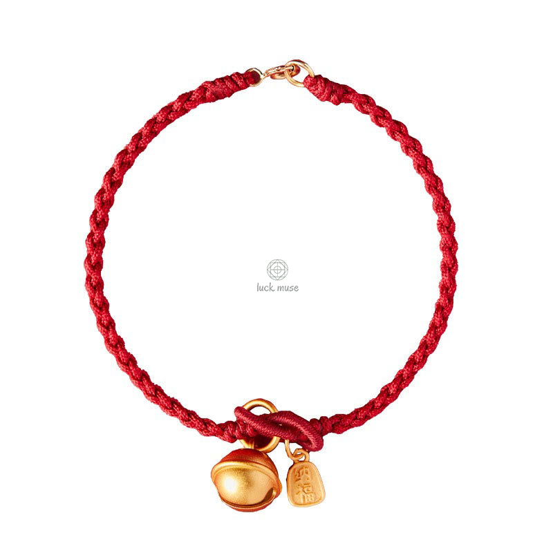 Handmade Lucky Charm Bracelet with Fu Character, Luck Muse, and Red Rope Bell - Image 12