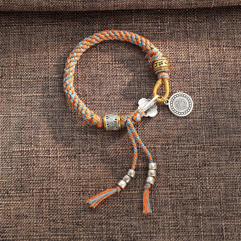 Tibetan Om Mani Padme Hum Fortune Braided Bracelet crafted with Luck Muse - Image 3