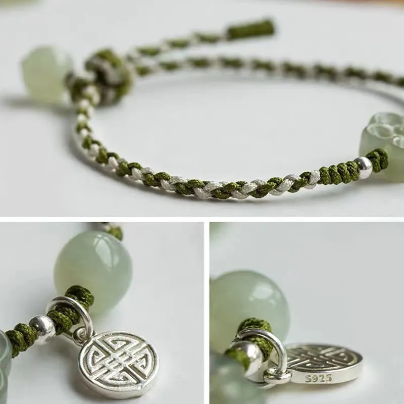 Handmade Plum Blossom Flower Jade Bracelet for Luck and Prosperity - Image 5