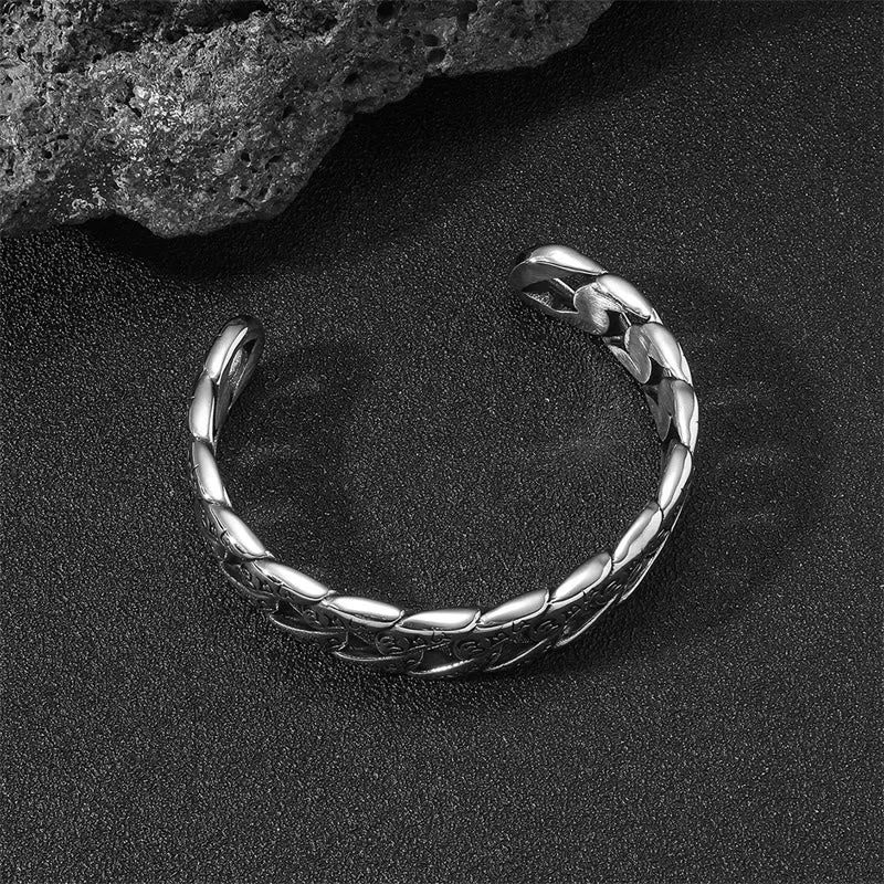Tibetan Om Mani Padme Hum Mantra Titanium Steel Bangle Bracelet - Peaceful Design - Image 4