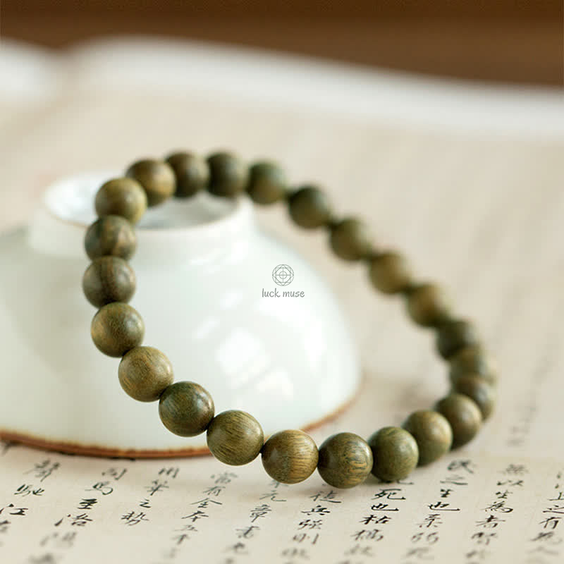 Tibetan Green Sandalwood Healing Bracelet by Luck Muse Shop - Image 2