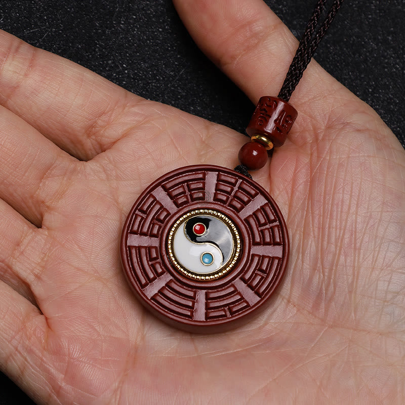 Luck Muse Natural Cinnabar Bagua Rotating Yin Yang Necklace Pendant for Warding Off Evil Spirits - Image 7