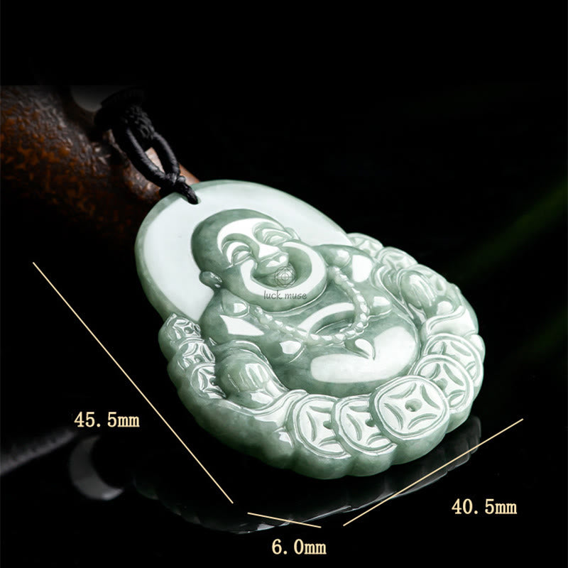 Natural Jade Laughing Buddha Coin Abundance Necklace - Luck Muse Shop - Image 8